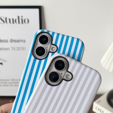 Longlayss Compatible with iPhone 16 Plus Case Cute Aesthetic Striped Phone Case for Women Girl Shockproof Slim TPU and Hard PC Protective Cover (Pink) - Image 8