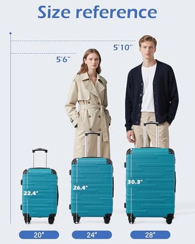 Coolife Luggage Suitcase Carry-on Hardside Travel Luggage TSA Lock Spinner Telescopic Handle - Image 9