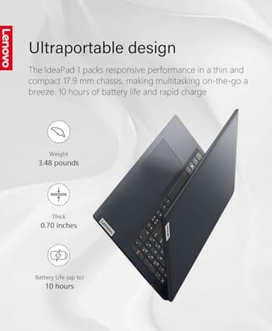 Lenovo 15.6" Laptop Computer for Business and Student, Intel Dual Core Processor, 32GB DDR4 RAM, 1TB PCIe SSD, WiFi 6, BT 5.2, Type-C, HDMI, Numeric Keypad, Abyss Blue, Windows 11 Pro, Wendbo Cable - Image 8