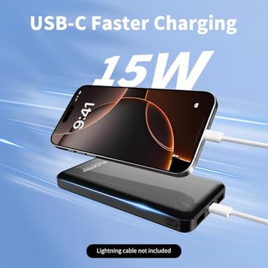 2-Pack Portable Charger, Slimmer 10000mAh 15W Power Bank, USB C in&Out Fast Charging Battery Pack, External Portable Power Bank for iPhone 16 15 14 13 12 iPad Airpods Samsung S23 S22 Pixel etc - Image 2