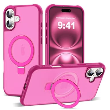 SKYLMW Compatible with iPhone 16 Plus Case with Invisible Magnetic O-Ring Stand Military-Grade Translucent Case for iPhone 16 Plus 6.7" [Compatible with Mag-Safe][Great Grip Feeling], Rose - Image 1