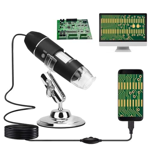 USB Digital Microscope Camera 50X to 1600X LED Microscope HD Handheld Microscopes with Bracket Portable Microscopes Compatible with iOS & Android Devices - Image 1