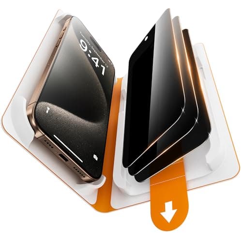 SuydanBox 3 Pack Privacy Screen Protector for iPhone 15 Pro Max, [One-Pull Installation] Military-Grade Shatterproof & Ultra Durable 9H Hardness, Anti-Spy Tempered Glass, Bubble-Free, Case Friendly - Image 1