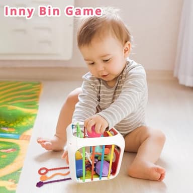 Aprilwolf Montessori Toys for Toddlers, 7-in-1 Activity Cube, Shape Sorter Toy| Baby Developmental Learning Toys| First Birthday Gifts - Image 2