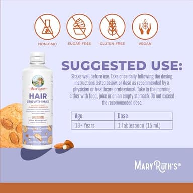 MaryRuth's Women's Hair Growth MAX Liposomal | with Lustriva® + Biotin 10000mcg + Pumpkin Seed Oil | Thicker Hair | Hair Care | Wrinkles, Fine Lines, Skin Care | Ages 18+ | 15.22 Fl Oz - Image 3