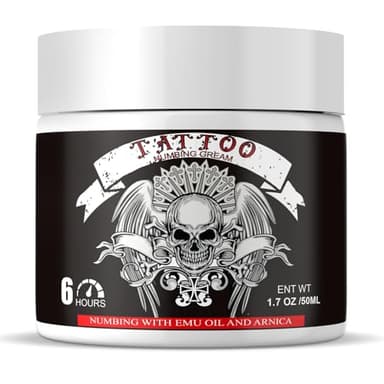 Tattoo Numbing Cream Extra Strength (50ml/1.7oz), 6 Hours Painless Numbing Cream for Tattoos Maximum Strength, Tattoo Supplies (Black) - Image 1