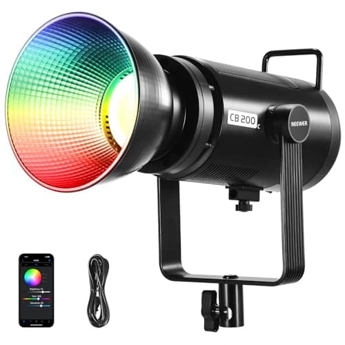 NEEWER CB200C 200W RGBWW COB LED Video Light, APP/2.4G 360° Color 2500K-7500K (Duv±0.0003) 23000lux/m Bowens Metal Shell Silent Continuous Output Lighting TLCI/CRI97+ for Photography Video Recording - Image 1