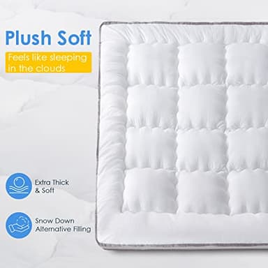 QUEEN ROSE Mattress Topper Queen, Extra Thick Pillow-Top Mattress Pad Bed Covers, Plush Soft Support, 3D Snow Down Alternative, Cooling Cloud-Like Sleep, Back Pain Relief - Image 2