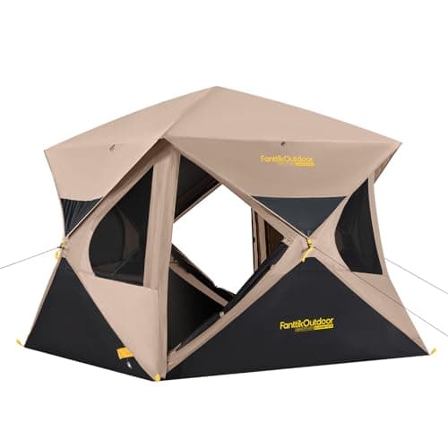 FanttikOutdoor Alpha C4 Ultra Camping Tent 4 Person Pop Up Instant Cabin Setup in 60 Seconds Portable Hub Tent with Rainfly & Windproof for Outdoor Camping & Overlanding, Khaki - Image 1