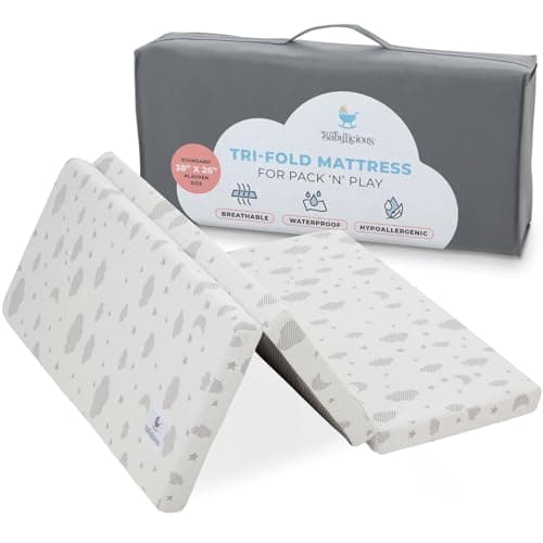 Waterproof Pack and Play Mattress Topper | 38" x 26" x 1.5" | Trifold Style - Breathable Soft Plush Foam - Portable Mattress Topper- Baby Foam Mattresses for Babies - Image 1