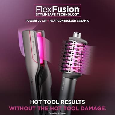 Shark FlexFusion Hair Straightener & Powerful Hair Dryer with Fusion Hair Brush, Ceramic Air Styler with Auto-Wrap Hair Curlers, Concentrator, & FrizzFighter, Ceramic Plates, Metallic Mist, HD651S - Image 7