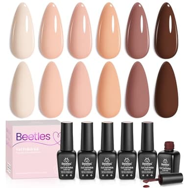 beetles Fall Gel Polish Nail Set 6 Colors Nude Brown Neutral Gel Nail Polish Skin Tones CollectionSoak off Uv Led Lamp Needed Manicure Diy Home - Image 1