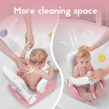 BabyBond Baby Bath Seat with Sitting & Lying 2 Modes, 3-Speed Adjustment, Powerful Suction Cups, Infant Bathtub Chair with Soft and Comfortable Towel, Folding and Hanging - Image 4