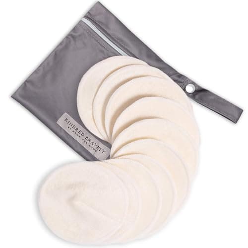 Kindred Bravely Organic Reusable Nursing Pads, Washable, for Breastfeeding & Leaking with Carry Bag, 10 Pack 4.5" D (Twilight Regular) - Image 1