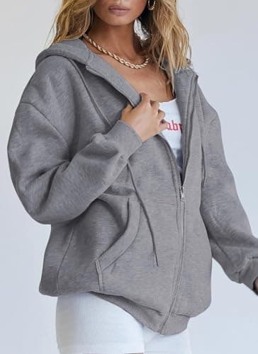 PRETTYGARDEN Women's 2025 Zip Up Y2K Hoodies Casual Long Sleeve Sweatshirts Spring Track Jackets with Pockets (Dark Grey,XX-Large) - Image 4