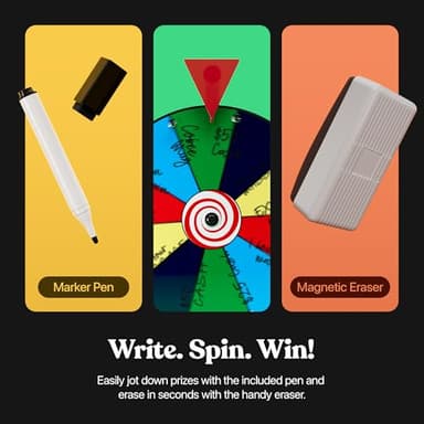 T-SIGN 12 Inch Heavy Duty Spinning Prize - 10 Slots Color Tabletop Roulette Spinner Wheel of Fortune - Spin The Wheel with Dry Erase Marker and Eraser Win The Fortune Spin Game for Trade Show - Image 2