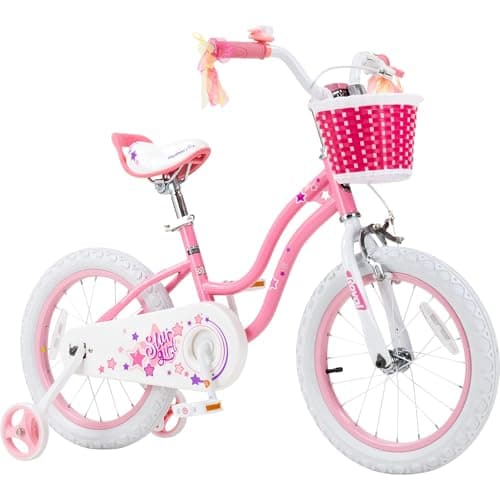 RoyalBaby Stargirl Kids Bike 16 Inch Girls Bicycle for Children with Training Wheels, Kickstand & Basket, Rose Pink - Image 1