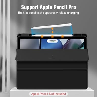 Fintie Hybrid Slim Case for iPad Air 13-inch (M3) 2025, (M2) 2024 - [Built-in Pencil Holder] Shockproof Cover with Clear Transparent Back Shell, Black - Image 6