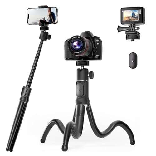 UBeesize Extendable Phone Tripod, Flexible Tripods with Remote, 3 in 1 Selfie Stick with Gopro Mount, iPhone Stand for Recording, Volgging, Live Streaming Fit for Cell Phones, Canon Sony Cameras - Image 1
