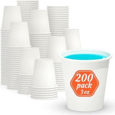Dealusy 200 Count 3 oz Disposable Coffee Cups, Bathroom Mouthwash Cups, Leak-Free Food Safe Small Paper Mini Cup - Image 1