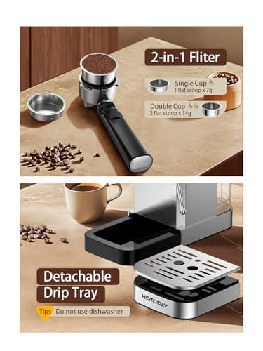 20 Bar Espresso Machine, Hot & Cold Brew Coffee Maker with Milk Frother, Touch Screen, Compact Water Tank, Expresso Coffee Machines for Lattes, Cappuccinos, Americano, Home & Office, Stainless Steel - Image 7