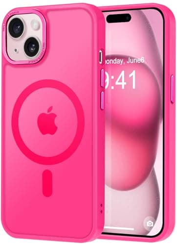 Thomo Upgraded Magnetic for iPhone 15 Plus Case [Compatible with Magsafe] [Mil-Grade Protection], Pocket-Friendly, Slim Translucent Phone Case Cover for iPhone 15 Plus 6.7", Hot Pink - Image 1