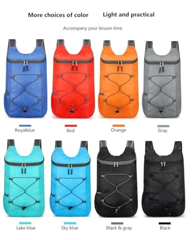 levayhill 16L Lightweight Foldable Hiking-Backpack Small Packable-Daypack For Travel,Ultralight Water-Resistant Gym Bag Men Women Easy Carry-on (Black&Gray) - Image 9