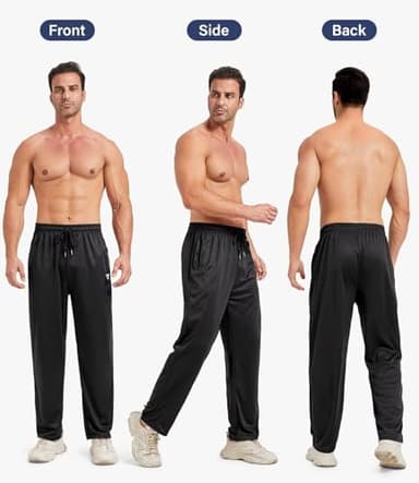 5 Pack Mens Sweatpants Open Bottom Joggers for Men with Zip Pockets Loose Fit Mesh Athletic Pants for Running,Casual(Black,Dark Gray,Light Gray,Navy,Blue,XL) - Image 2