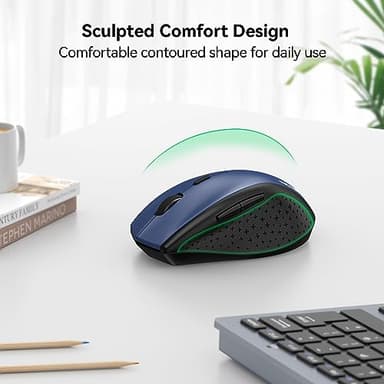 TECKNET Wireless Mouse, 2.4G USB Computer Mouse with 6-Level Adjustable 4800 DPI, 30 Months Battery, Ergonomic Grips, 6 Buttons Portable for PC, Chromebook, Mac - Blue - Image 3
