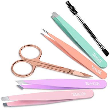 TsMADDTs 6 PCS Tweezers Set for Women, Eyebrow Tweezers with Curved Scissor for Ingrown Hair, Hair Plucking Daily Beauty Tools with Leather Travel Case - Image 8