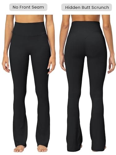 Sunzel No Front Seam Mini Flare Leggings for Women, Invisible Butt Scrunch Flared Yoga Pants with Tummy Control 30" Black Medium - Image 2