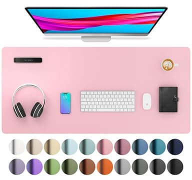 Aothia Leather Desk Pad Protector, Mouse Pad, Office Desk Mat, Non-Slip PU Leather Desk Blotter, Laptop Desk Pad, Waterproof Desk Writing Pad for Office and Home (36" x 17", Fairy Pink) - Image 1