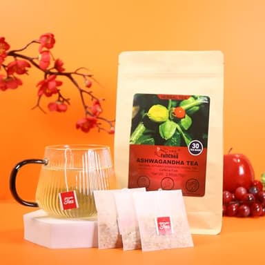 FullChea - Ashwagandha Tea, 2.5g X 30 Count - Sourced from India - Premium Natural Dried Cut & Sifted Root - Non-GMO - Caffeine-free - Rich in Antioxidants & Boost Energy - Image 3