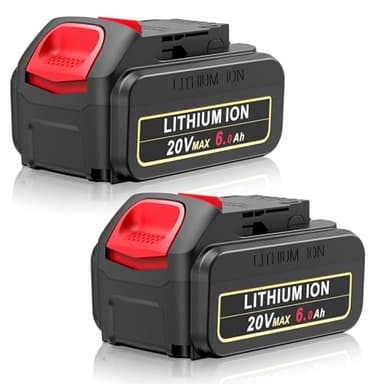 6.0Ah Replacement for Dewalt 20V Max Battery Compatible with Dewalt 20V Battery DCB200 DCB203 DCB204 DCB205 DCB206 N123283 N123282 DCD DCF DCG DCS DCK Series Cordless Power Tools(2 Pack) - Image 1