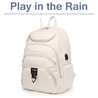 Boavan Laptop Backpack for women,15.6 inch Laptop Bag with USB Port, Waterproof Travel Work Backpack Purse, Anti-Theft Teacher Nurse Doctor Casual Bookbags Office Business backpack，Cream Beige - Image 5