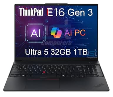 Lenovo ThinkPad E16 Gen 3 Business AI PC Laptop (16" FHD+ Anti-Glare, Intel 12-Core Ultra 5 225U (> i7-1365U), 32GB DDR5 RAM, 1TB SSD) Fingerprint, 1080P IR Webcam, Thunderbolt 4, Win 11 Pro, 2025 - Image 1