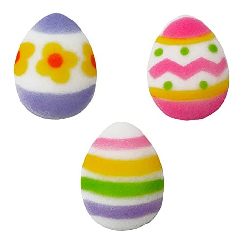 DecoPac Sugar Dec-Ons® Easter Eggs Assortment, Brightly Colored Sugar Cake Decorations, Ready to Use Edible Cupcake Toppers, 132 Molded Decorations - Image 1