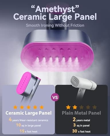 Jack ＆ Rose Travel Steamer for Clothes,100-220V Portable Iron,15s Heat Up,Steamer ＆ Iron 2 In 1, Travel Size,Large Ceramic Heat Panel,for Global ＆ Europe - Image 7