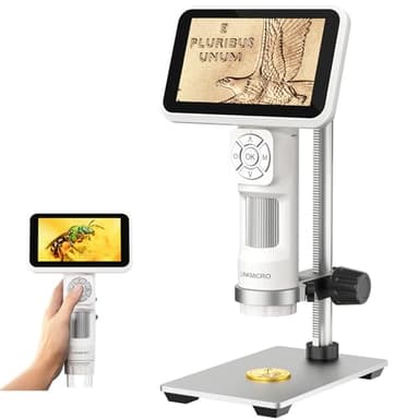 LM115 LCD Digital Coin Microscope for Adults and Kids, 5'' Handheld USB Coin Magnifier with Screen, Anti-Shake, Portable 12MP Microscope Camera with 8 LED Lights, PC View, Metal Stand, 1080P Video - Image 1