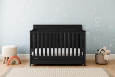 Graco Hadley 5-in-1 Convertible Crib with Drawer (Black) – Combo, Includes Full-Size Nursery Storage, Converts from Baby Crib to Toddler Bed, Daybed - Image 2