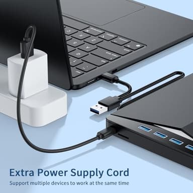 External CD/DVD Drive for Laptop, 7-in-1 DVD Player for Laptop USB 3.0 Portable Burner with SD/TF Card Reader & 4-Port USB Hub, Compatible with Windows, Mac OS, Linux (7 in 1) - Image 6