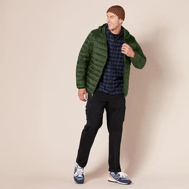 Amazon Essentials Men's Lightweight Water-Resistant Packable Hooded Puffer Jacket, Dark Olive, Medium - Image 8