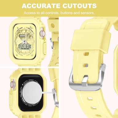 XYF Compatible for Crystal Clear Apple Watch Bands, 45mm 44mm 42mm Bumper Case for Men Women Jelly Sport Cover Strap for iWatch Ultra 2/1 Series 10 9 8 7 SE 6 5 4 3 2 1 (Yellow, 42/44/45) - Image 4