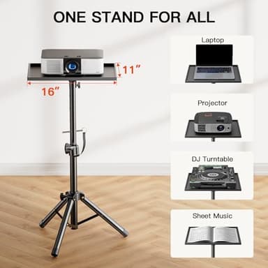 AMADA Projector Stand, Laptop Stand with Adjustable Height 22 to 36 inch, Heavy Duty Projector Mount as DJ Racks, Portable Projector Tripod Stand, Tall Floor Stand for Office, Home, Stage or Studio - Image 3