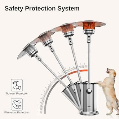 EAST OAK 48,000 BTU Patio Heater for Outdoor Use With Round Table Design, Double-Layer Stainless Steel Burner and Wheels, Outdoor Patio Heater for Home and Commercial, Stainless Steel - Image 4