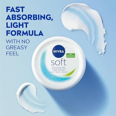 NIVEA Soft Refreshingly Soft Moisturizing Cream for Face, Body and Hands, Lightweight, Non-Greasy, 48-Hour Body Moisturizer with Jojoba Oil and Vitamin E, 6.8 Oz Jar, Pack of 3 - Image 7