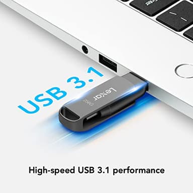 Lexar 256GB JumpDrive Dual Drive D400 USB 3.2 Type-C & Type-A Flash Drive for Storage Expansion, Photo Back-up for iPhone 15, Up to 130MB/s, Metal Housing & Swivel Design, Titanium (LJDD400256G-BNQNU) - Image 5
