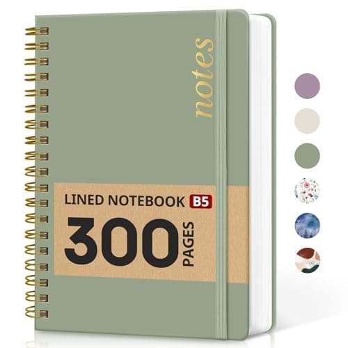 Lined Spiral Notebook Journal for Work, 300 Pages Thick B5 (7.1"x10") College Ruled Journal for Women & Writing, Hardcover Notebook for Note Taking, Perfect for Office Home School Supplies, Green - Image 1