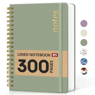 Lined Spiral Notebook Journal for Work, 300 Pages Thick B5 (7.1"x10") College Ruled Journal for Women & Writing, Hardcover Notebook for Note Taking, Perfect for Office Home School Supplies, Green - Image 1