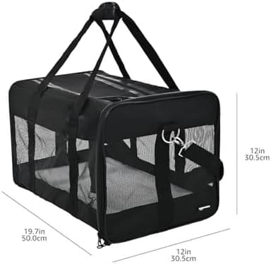 Amazon Basics Soft-Sided Mesh Pet Travel Carrier for Dog, Cat, up to 22 pounds, 19.7" L x 12" W x 12" H, Black - Image 4